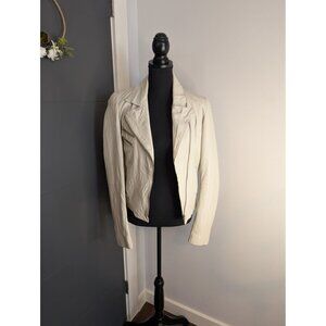 Aqua Women's Cream White Genuine Leather Moto Jacket Size‎ M